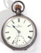 First quarter of 20th century gents hallmarked silver cased pocket watch with button wind, having