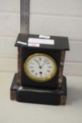 VICTORIAN BLACK SLATE AND MARBLE MANTEL CLOCK