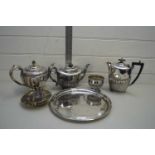 MIXED LOT VARIOUS SILVER PLATED TEA WARES, SILVER PLATED TRAY ETC