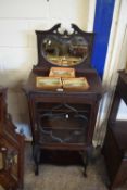 LATE VICTORIAN MAHOGANY GLAZED MUSIC CABINET WITH MIRRORED BACK, 140CM HIGH