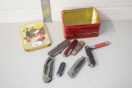 TIN OF ASSORTED PEN KNIVES