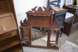 LATE VICTORIAN AMERICAN WALNUT FRAMED OVERMANTEL MIRROR WITH CARVED DETAIL, 59CM WIDE