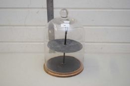 TWO-TIER SLATE SERVING SET UNDER GLASS DOME