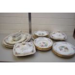 QUANTITY OF TSING PATTERN TABLE WARES TO INCLUDE GRADUATED MEAT PLATES AND VEGETABLE DISHES