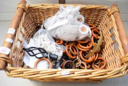BASKET OF ASSORTED CURTAIN RINGS