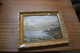 G M JAMESON, STUDY OF A HIGHLAND LANDSCAPE WITH SHEEP, OIL ON BOARD, GILT FRAMED, 47CM WIDE