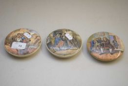 THREE PRATT WARE POT LIDS