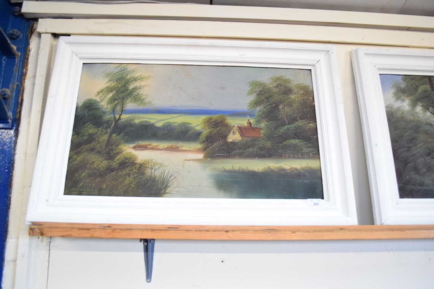 LATE 19TH/EARLY 20TH CENTURY BRITISH SCHOOL, PAIR OF STUDIES, RIVER SCENE WITH BRIDGE AND COTTAGE BY