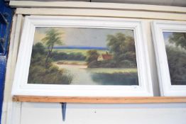 LATE 19TH/EARLY 20TH CENTURY BRITISH SCHOOL, PAIR OF STUDIES, RIVER SCENE WITH BRIDGE AND COTTAGE BY