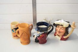 MIXED LOT TO INCLUDE ROYAL DOULTON CHARACTER JUG 'PORTHOS' PLUS VARIOUS BEER STEINS AND OTHERS