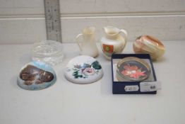 MIXED LOT PAPERWEIGHTS, CRESTED CHINA WARES ETC