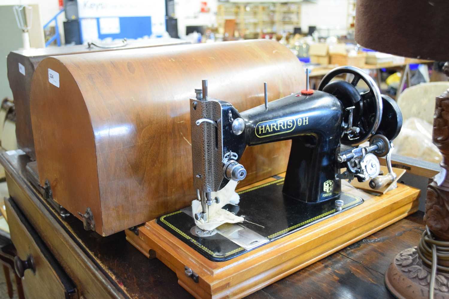 CASED HARRIS SEWING MACHINE