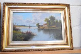 EARLY 20TH CENTURY BRITISH SCHOOL, A PAIR OF STUDIES OF RIVERSIDE SCENES WITH BOATS, OIL ON