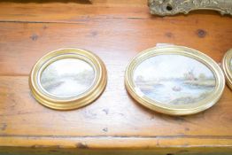 G M JAMESON, A SET OF FOUR SMALL OVAL STUDIES, RIVER AND BROADLAND SCENES, OIL ON CANVAS AND