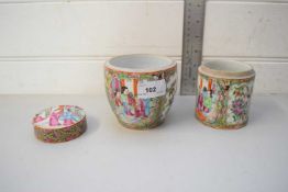 TWO CANTON CIRCULAR JARS PLUS A FURTHER RELATED BUT NON-FITTING LID (3)