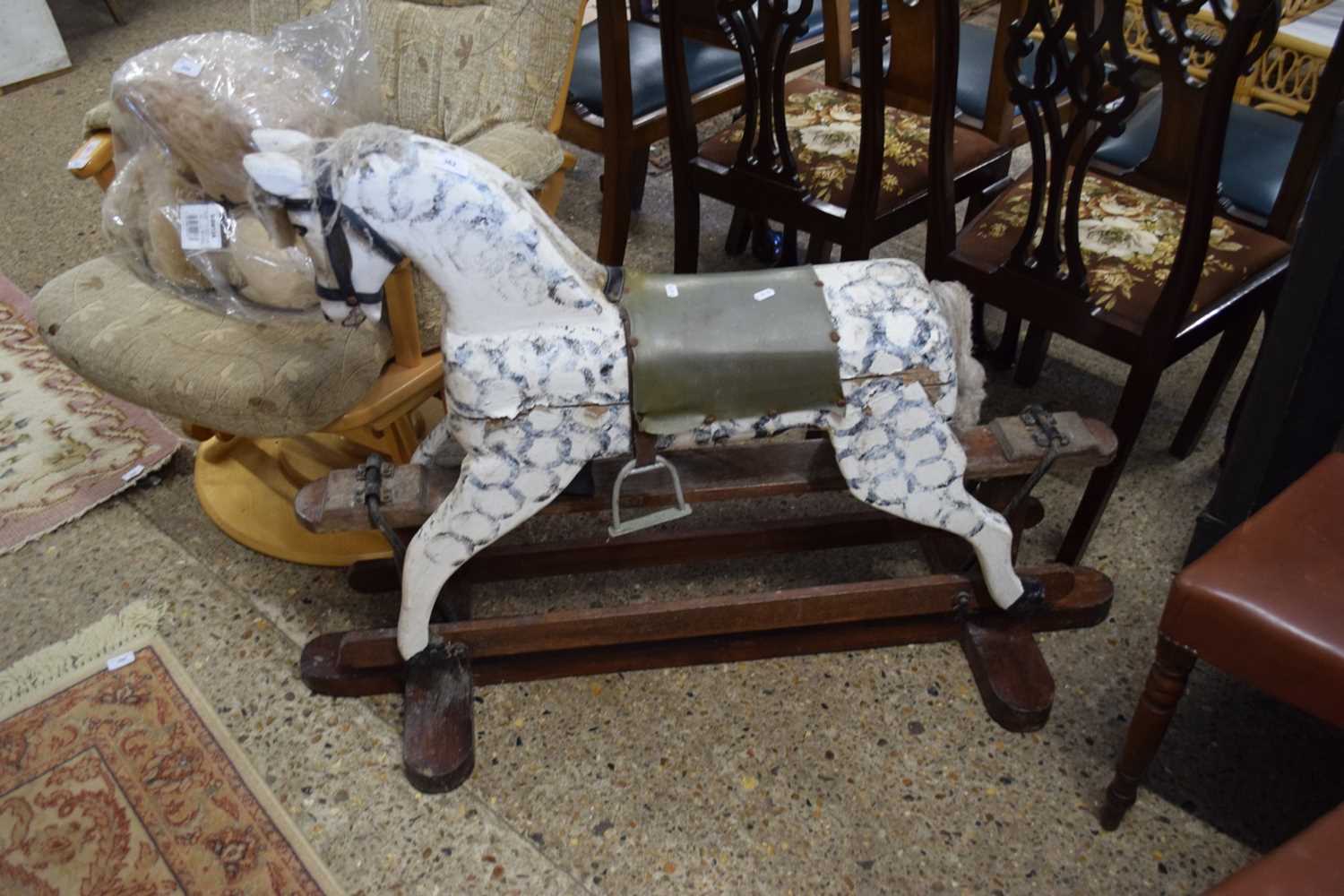 VINTAGE PAINTED WOODEN ROCKING HORSE