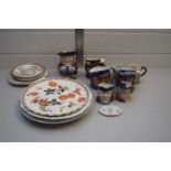 VARIOUS CHARACTER JUGS, ASSORTED DECORATED PLATES ETC