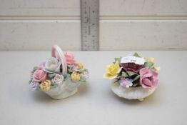 ROYAL DOULTON CERAMIC VASE OF FLOWERS TOGETHER WITH ONE OTHER SIMILAR (2)