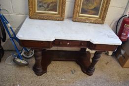 VICTORIAN MARBLE TOP MAHOGANY WASH STAND, 120CM WIDE
