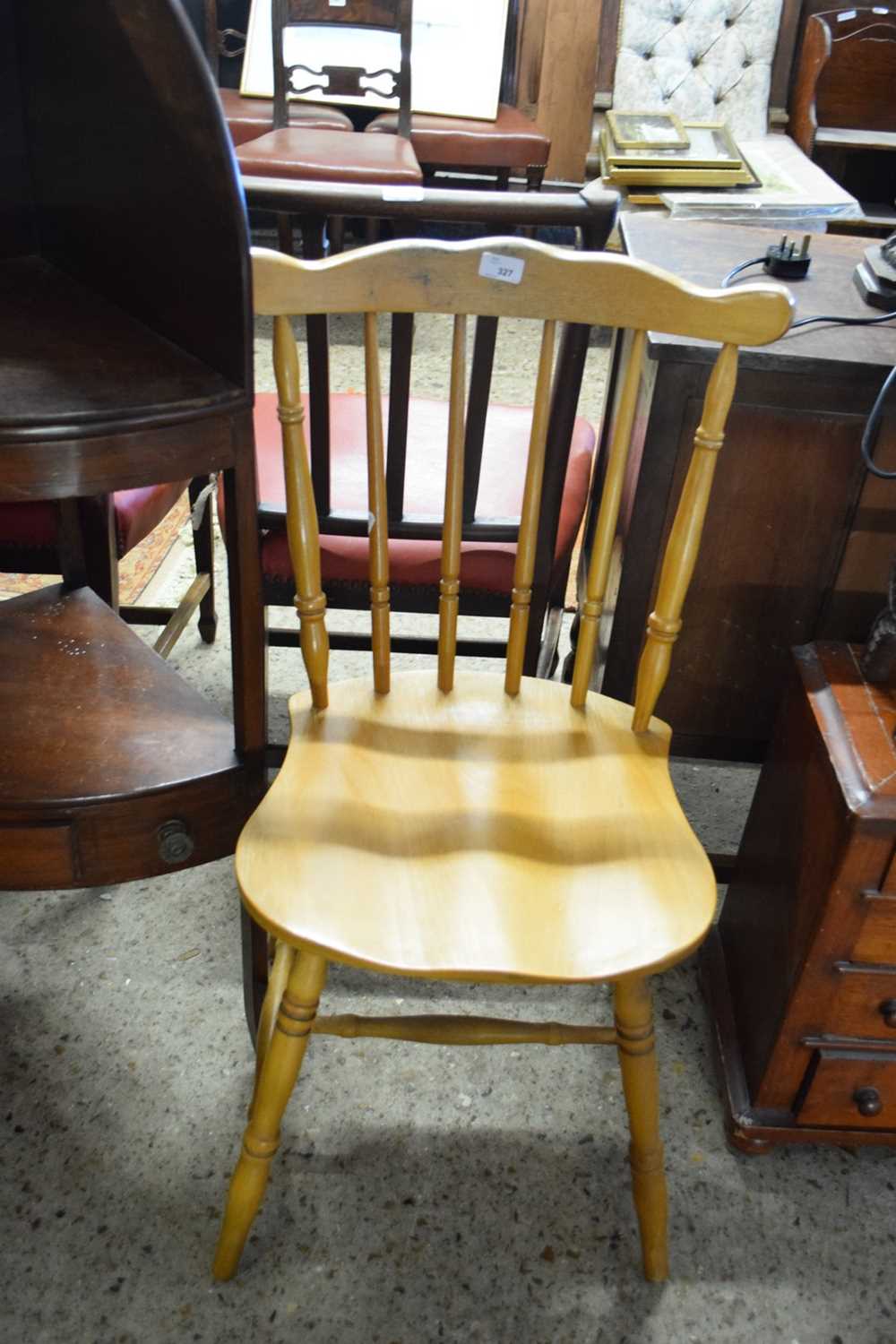 STAINED BEECHWOOD STICK BACK KITCHEN CHAIR