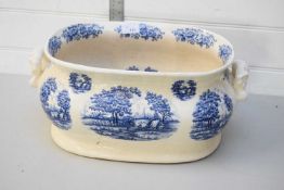 BLUE AND WHITE DOUBLE HANDLED FOOT BATH