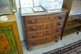19TH CENTURY MAHOGANY BOW FRONT CHEST OF FOUR GRADUATED DRAWERS, 84CM WIDE