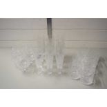 COLLECTION OF CLEAR GLASS DRINKING GLASSES