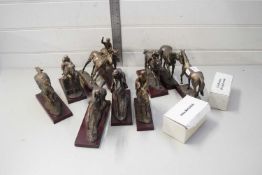 COLLECTION OF BRONZED RESIN MODELS OF RACEHORSES PLUS TWO FURTHER JOHN MCRIRICK AND PETER O'SULLIVAN