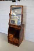 BURR WALNUT VENEERED TRAVELLING VANITY BOX WITH FOLD-OUT MIRROR