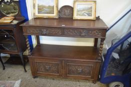 LATE VICTORIAN GOTHIC OAK BUFFET CABINET WITH TWO DRAWERS AND TWO DOORS, 122CM WIDE