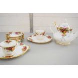 ROYAL ALBERT OLD COUNTRY ROSE PATTERN TEA FOR TWO SET PLUS ADDITIONAL SAUCERS