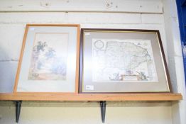 AFTER BLOME, COLOURED MAP OF NORFOLK TOGETHER WITH E EVELEIGH, WHEAL DORSET, WATERCOLOUR, BOTH F/