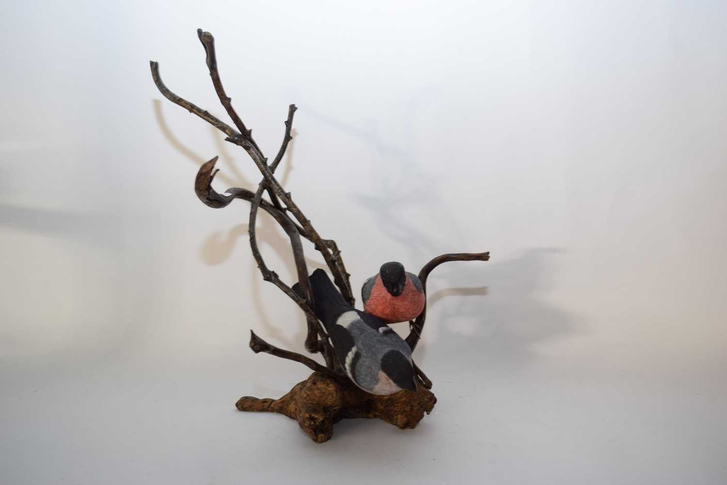 Pottery model of two birds seated on branches