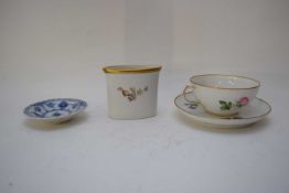 Group of Royal Copenhagen wares including cup and saucer, small spill vase and miniature blue and