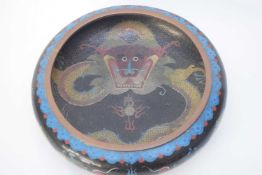 Chinese cloisonne bowl, probably Republican period, decorated with dragons with four character