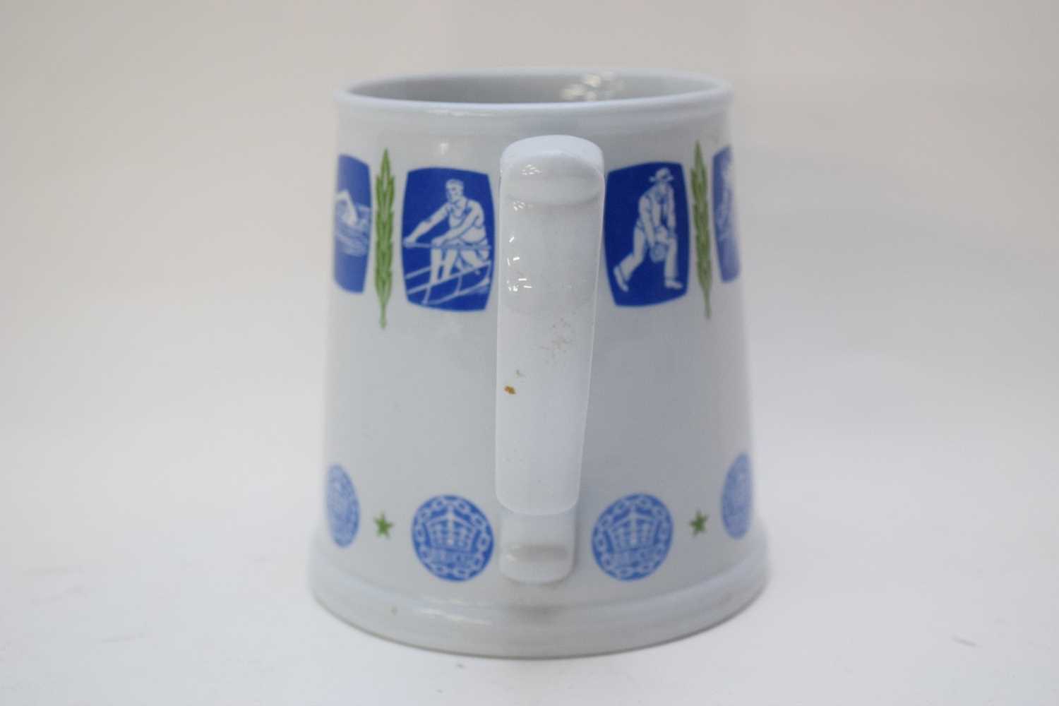 Copeland Spode mug, the light blue ground with various figures in athletic pursuits, the base marked - Image 5 of 6