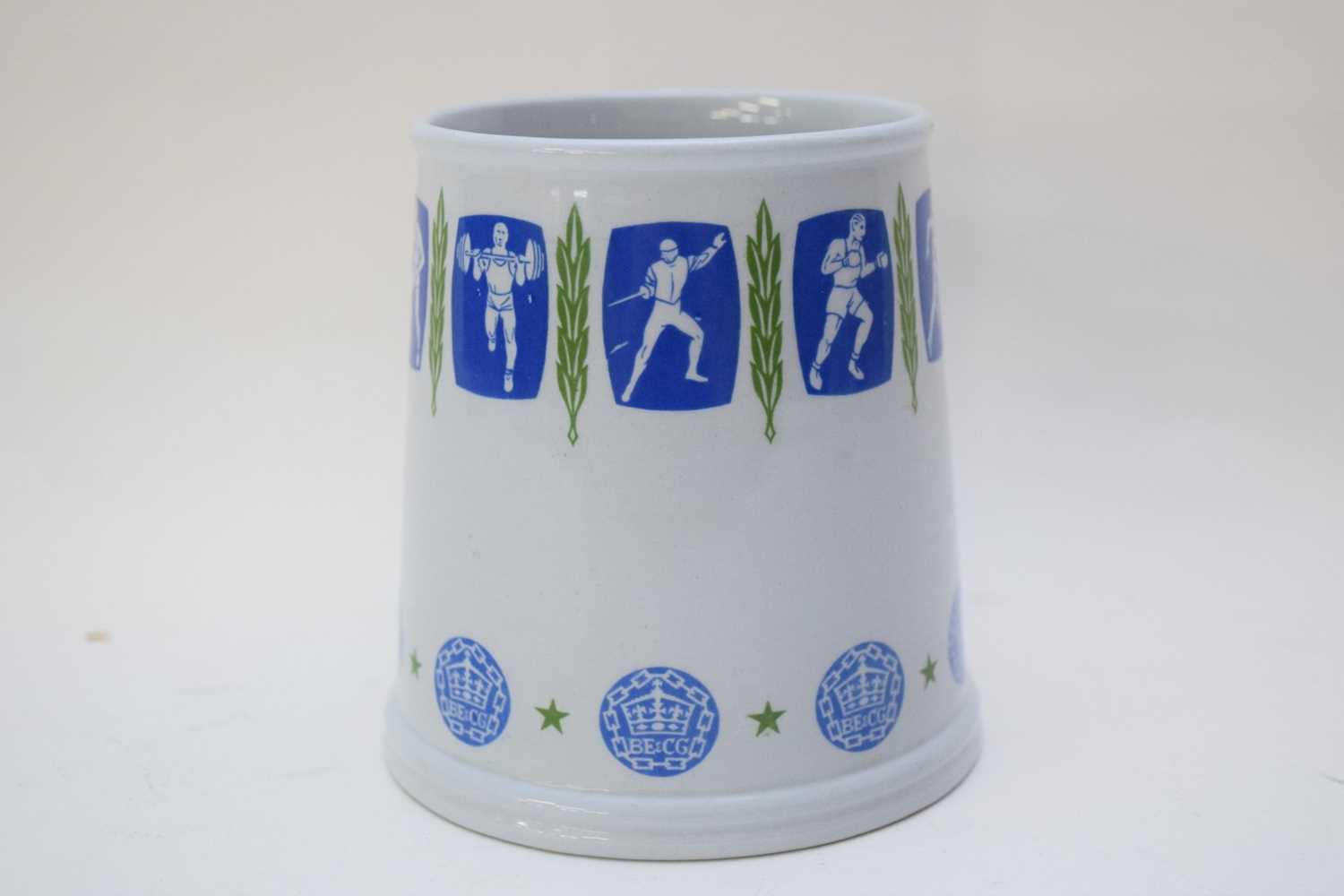 Copeland Spode mug, the light blue ground with various figures in athletic pursuits, the base marked - Image 3 of 6