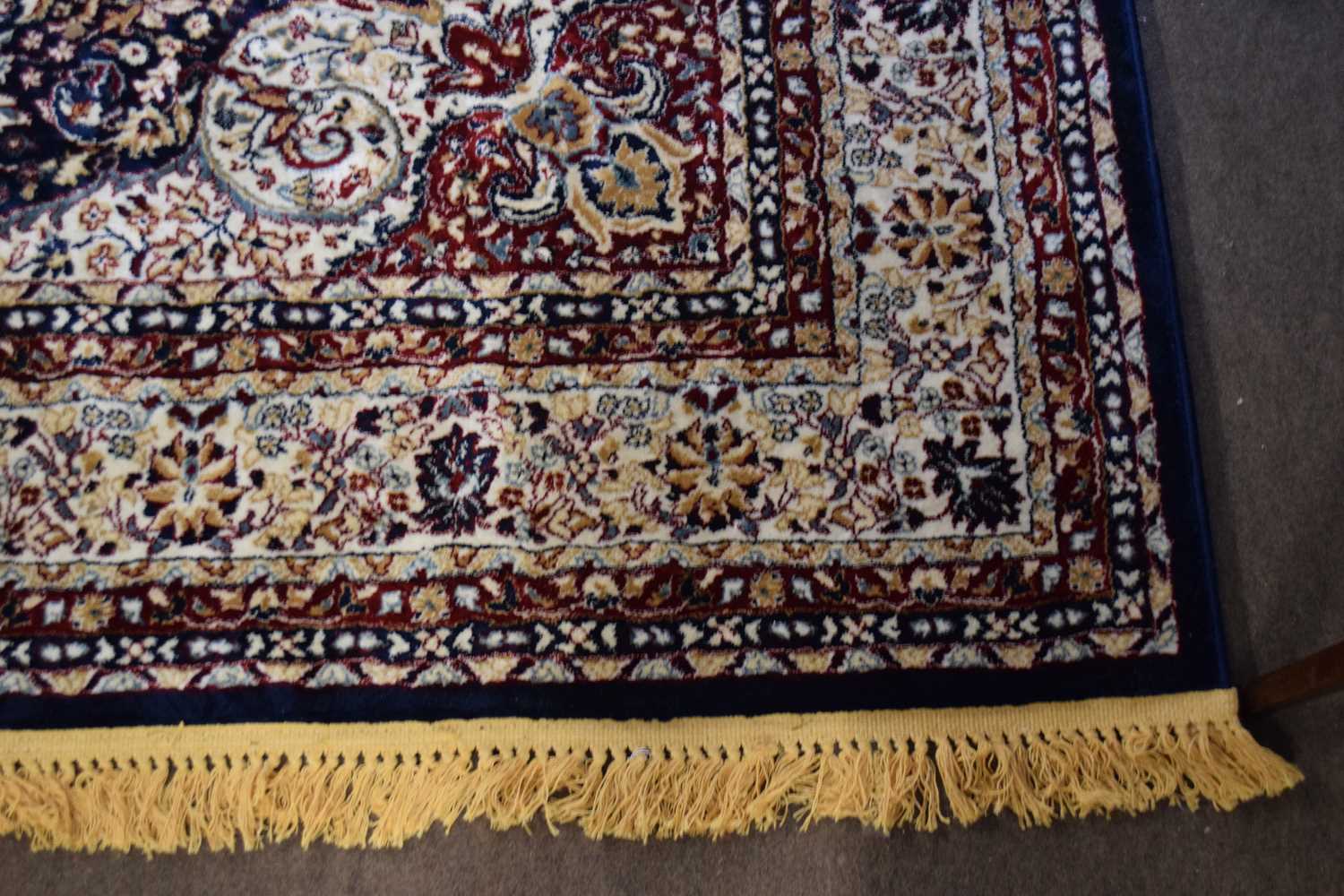 Rich blue ground full pile Turkish Carpet, with floral medallion design 320cm x 200cm approximately - Image 2 of 6