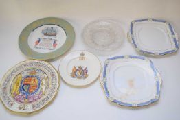Group of decorative plates including a Paragon commemorative plate etc