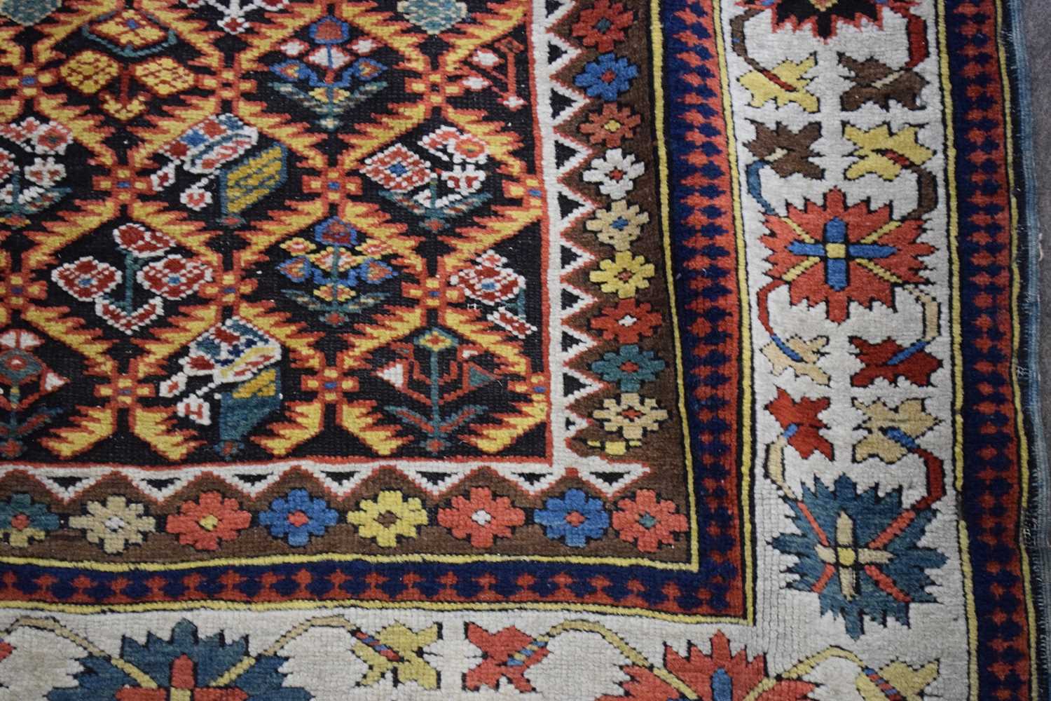 Antique Uzbek runner carpet decorated with large central panel, with stylised foliage detail - Image 3 of 6