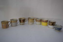 Group of English porcelain coffee cans, Newhall, Spode, etc together with a small Worcester fence