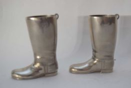 Pair of silver metal boots marked 'Silver plated' to base