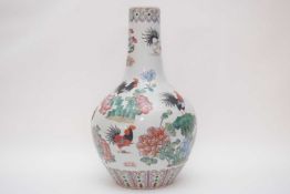 Large Chinese vase with polychrome designs of chickens and flowers, 42cm high