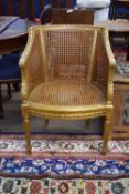 Giltwood framed Bergere chair, 79cm high