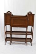 Late 19th century oak bureau cabinet in the Arts & Crafts style, the centre with drop down front