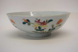 Chinese porcelain bowl decorated in polychrome and famille rose with floral designs, seal mark for