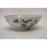 Chinese porcelain bowl decorated in polychrome and famille rose with floral designs, seal mark for