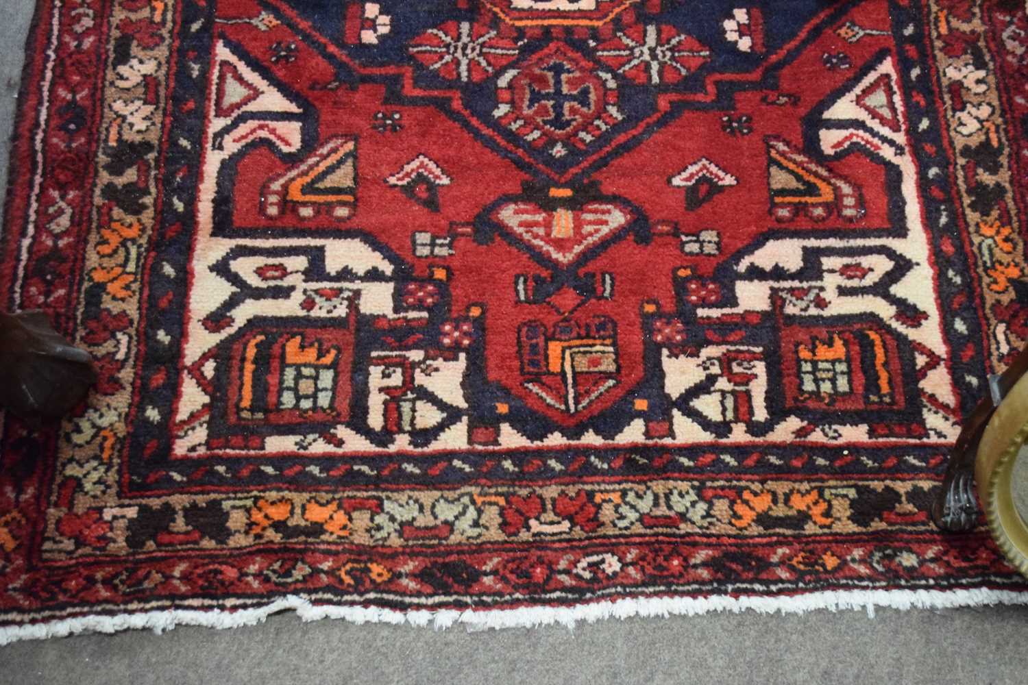 Rich red ground full pile Persian Hamadan Runner 286cm x 110cm approximately - Image 4 of 6