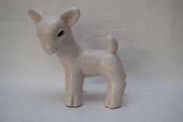 Pottery model of a lamb in mottled white glaze, possibly a trial piece for Denby