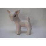 Pottery model of a lamb in mottled white glaze, possibly a trial piece for Denby